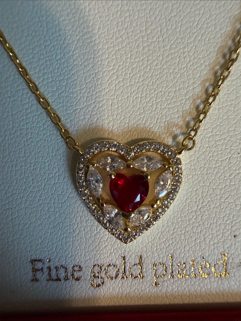 Stella Rose Gold-Plated Heart Necklace with Red Crystal - Picture 3 of 4